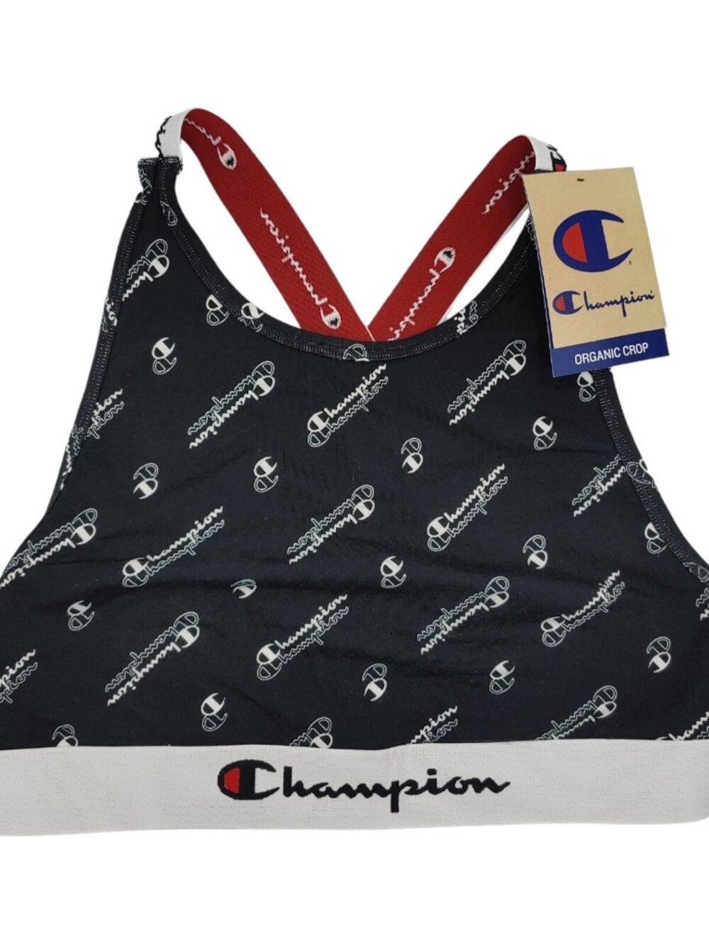 Champion Womens Wireless Sports Bra Size S Black Script Logo Activewear NWT